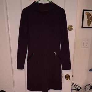 NWT Maggy London | Textured Long Sleeve Dress in Deep Purple